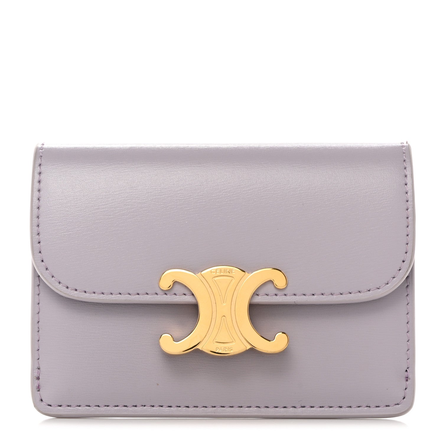 Celine Shiny Calfskin Triomphe Flap Card Holder Lilac 1427034