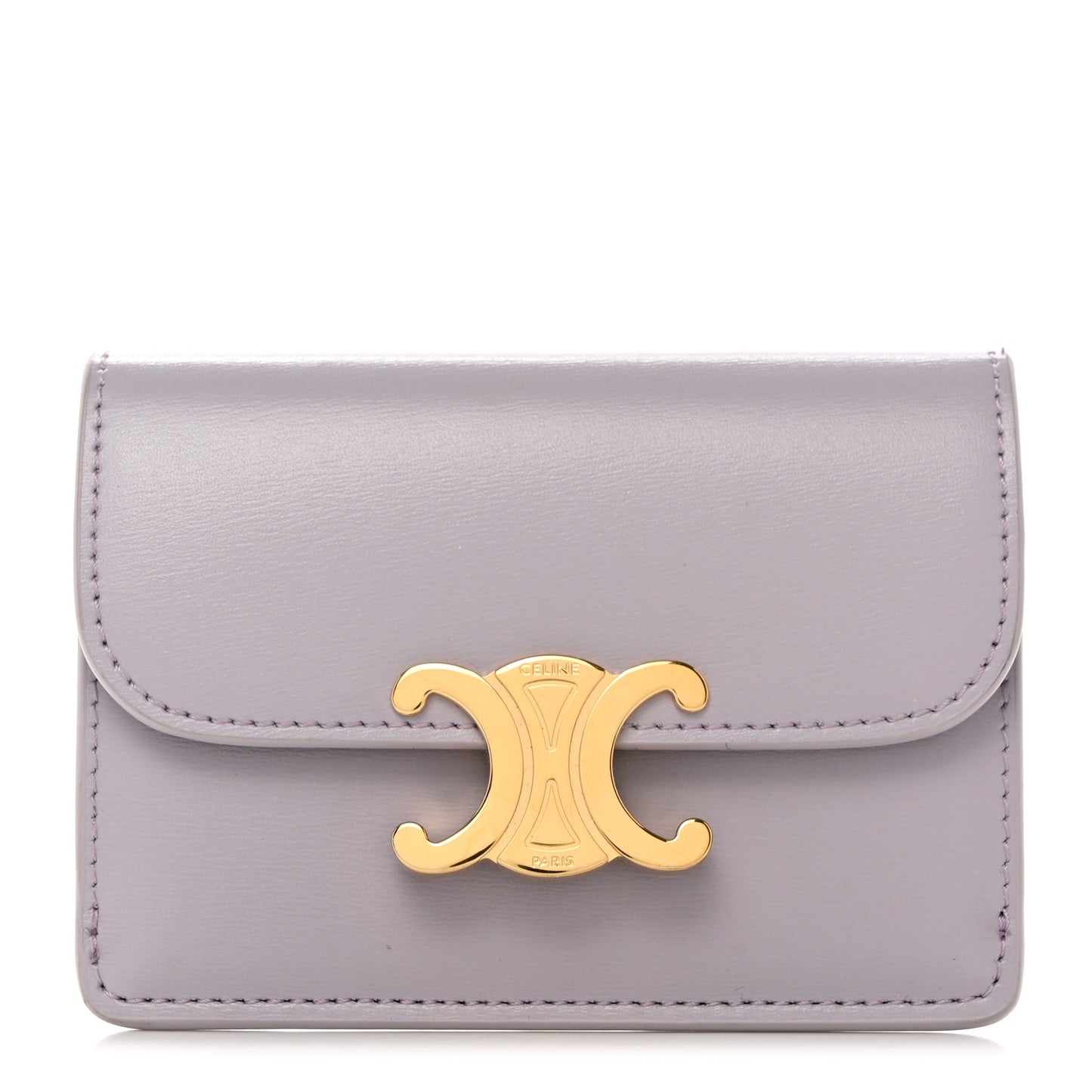 Shiny Calfskin Triomphe Flap Card Holder Lilac