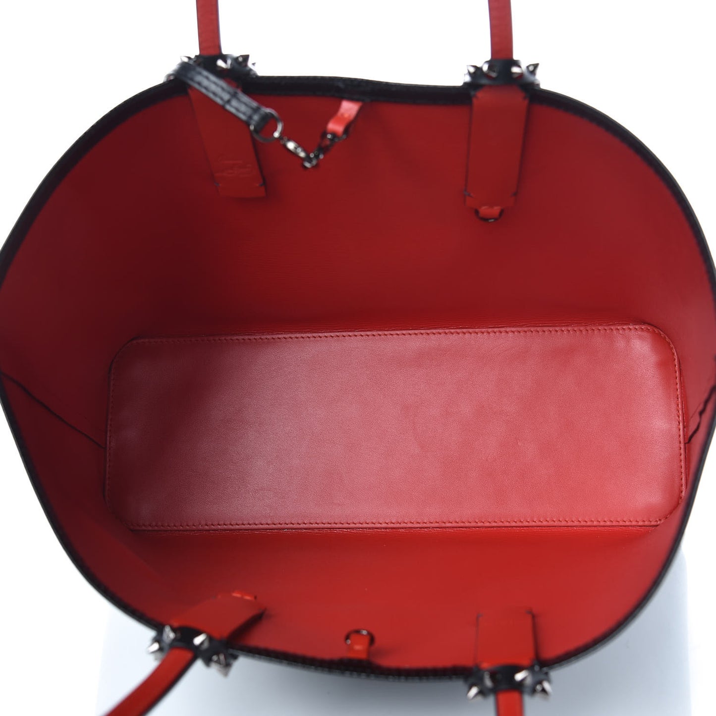 Patent Calfskin Spikes Small East West Cabata Tote Black