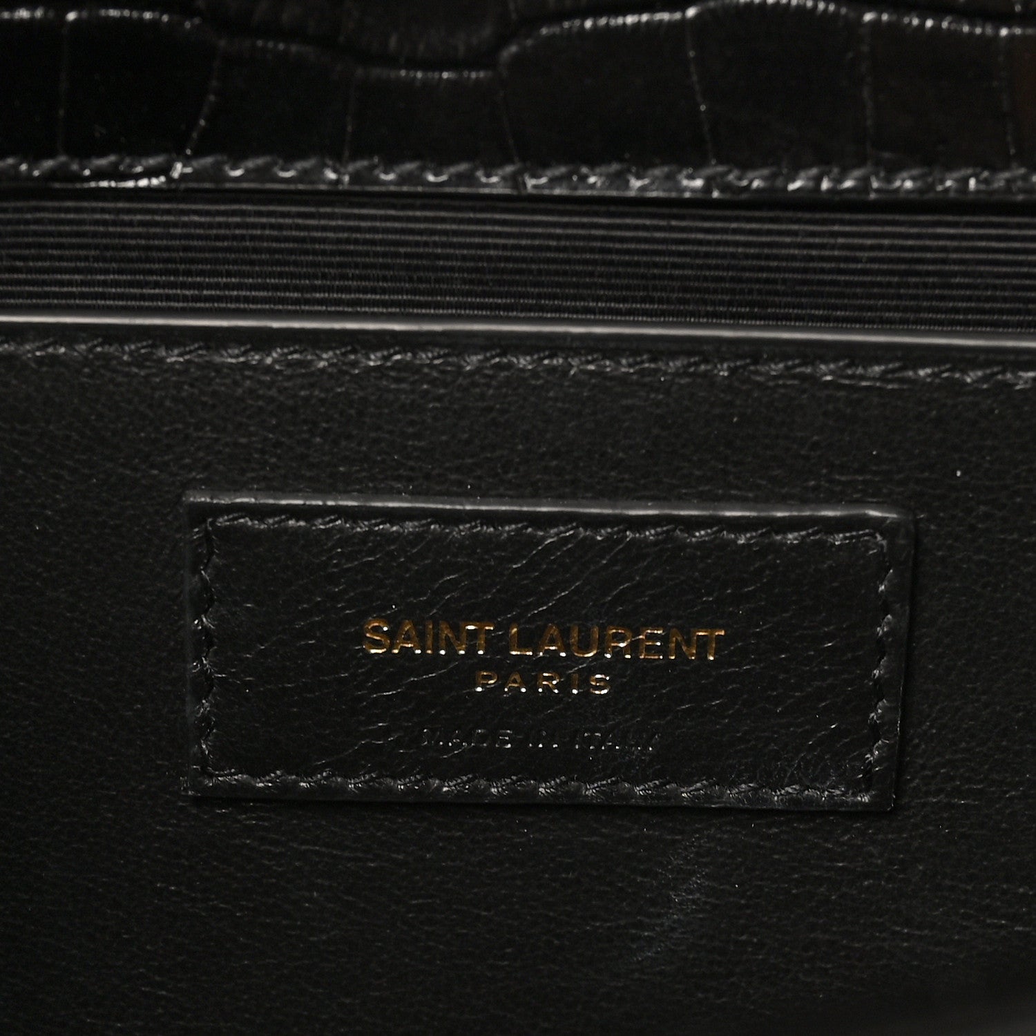 Saint Laurent Calfskin Crocodile Embossed Medium Classic Monogram Kate Tassel Satchel Black 6 of 9