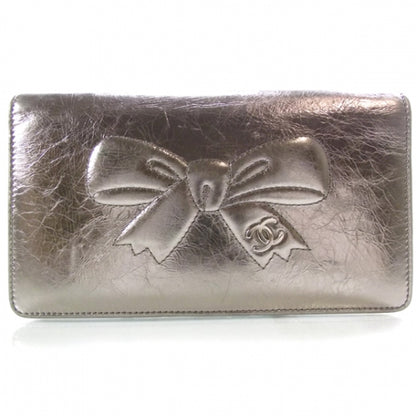 Chanel Leather CC Bow Wallet Metallic Silver 1 of 9
