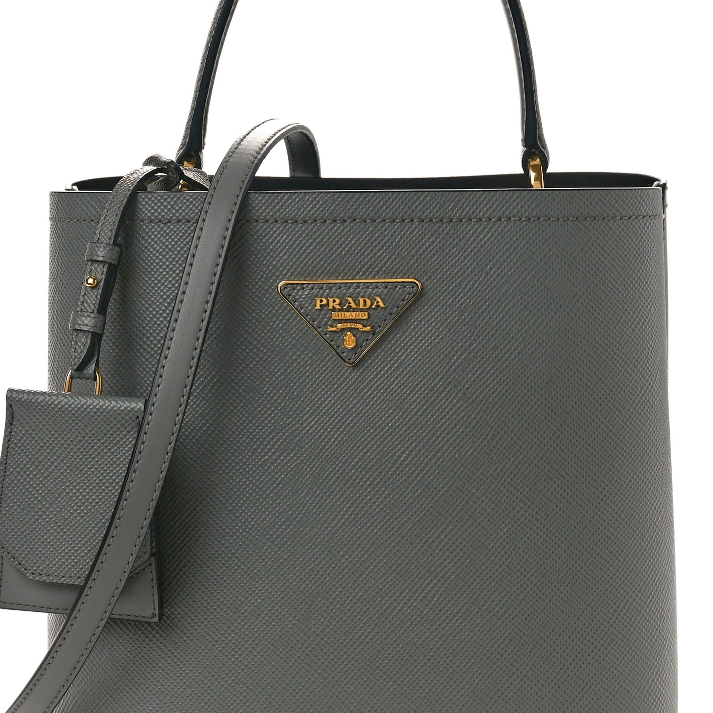 Saffiano Cuir Medium Panier Bucket Bag Ardesia Black