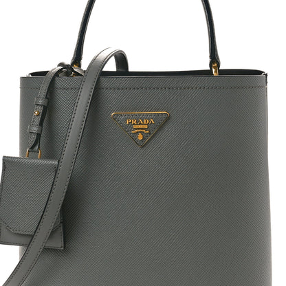 Prada Saffiano Cuir Medium Panier Bucket Bag Ardesia Black 8 of 10