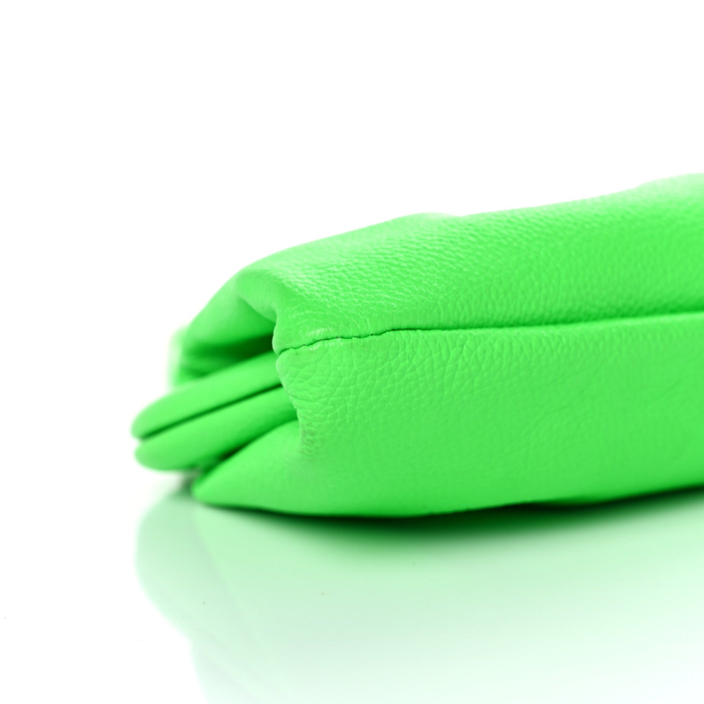 Grained Calfskin Logo Cloud Clutch XS Fluo Green