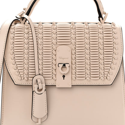 Salvatore Ferragamo Smooth Calfskin Woven Small Boxyz Bone 7 of 9