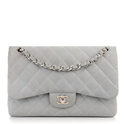 Chanel Iridescent Caviar Jumbo Double Flap Light Blue 1 of 13