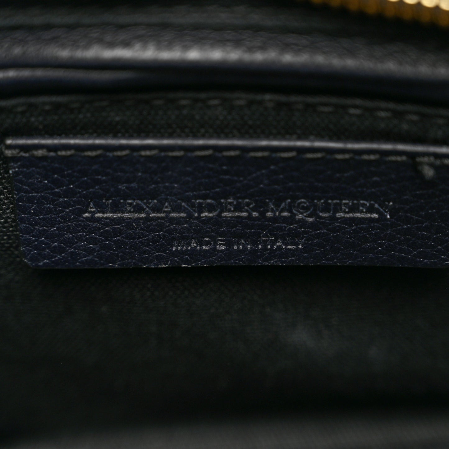 Pebbled Calfskin Mini Skull Padlock Zip Around Tote Navy