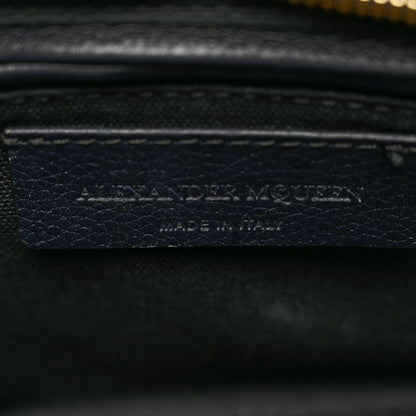 Alexander McQueen Pebbled Calfskin Mini Skull Padlock Zip Around Tote Navy 6 of 10