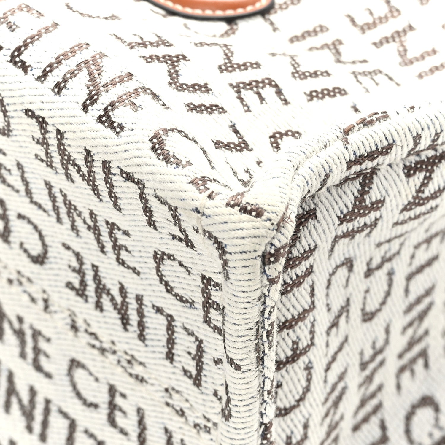 Celine Canvas Calfskin All Over Print Small Cabas Thais White Tan 8 of 10