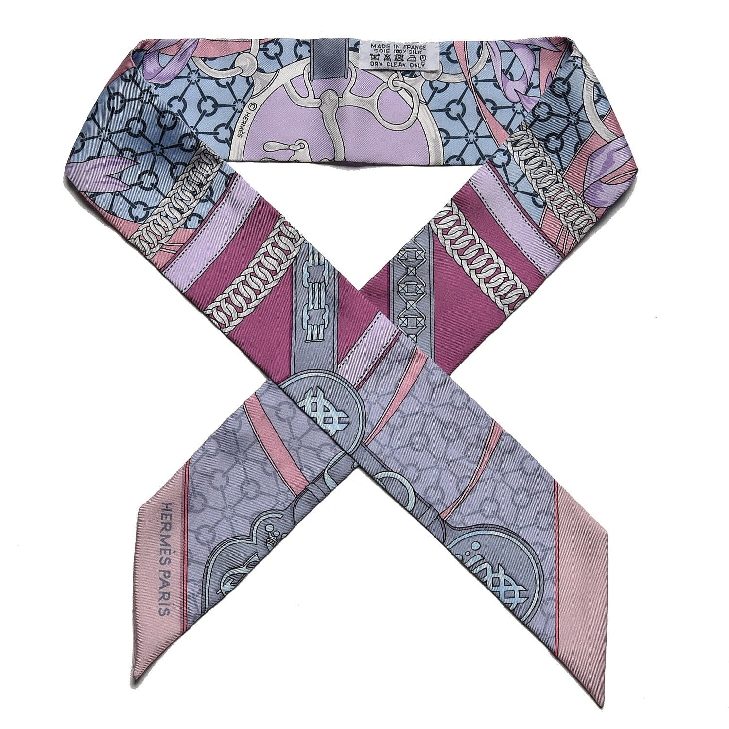 Hermes Silk La Promenade Du Matin Twilly Mauve Ciel Gris 1 of 5