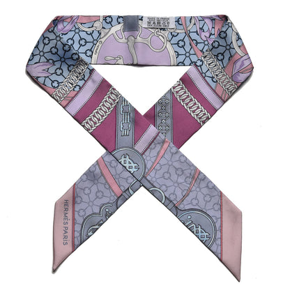 Hermes Silk La Promenade Du Matin Twilly Mauve Ciel Gris 1 of 5