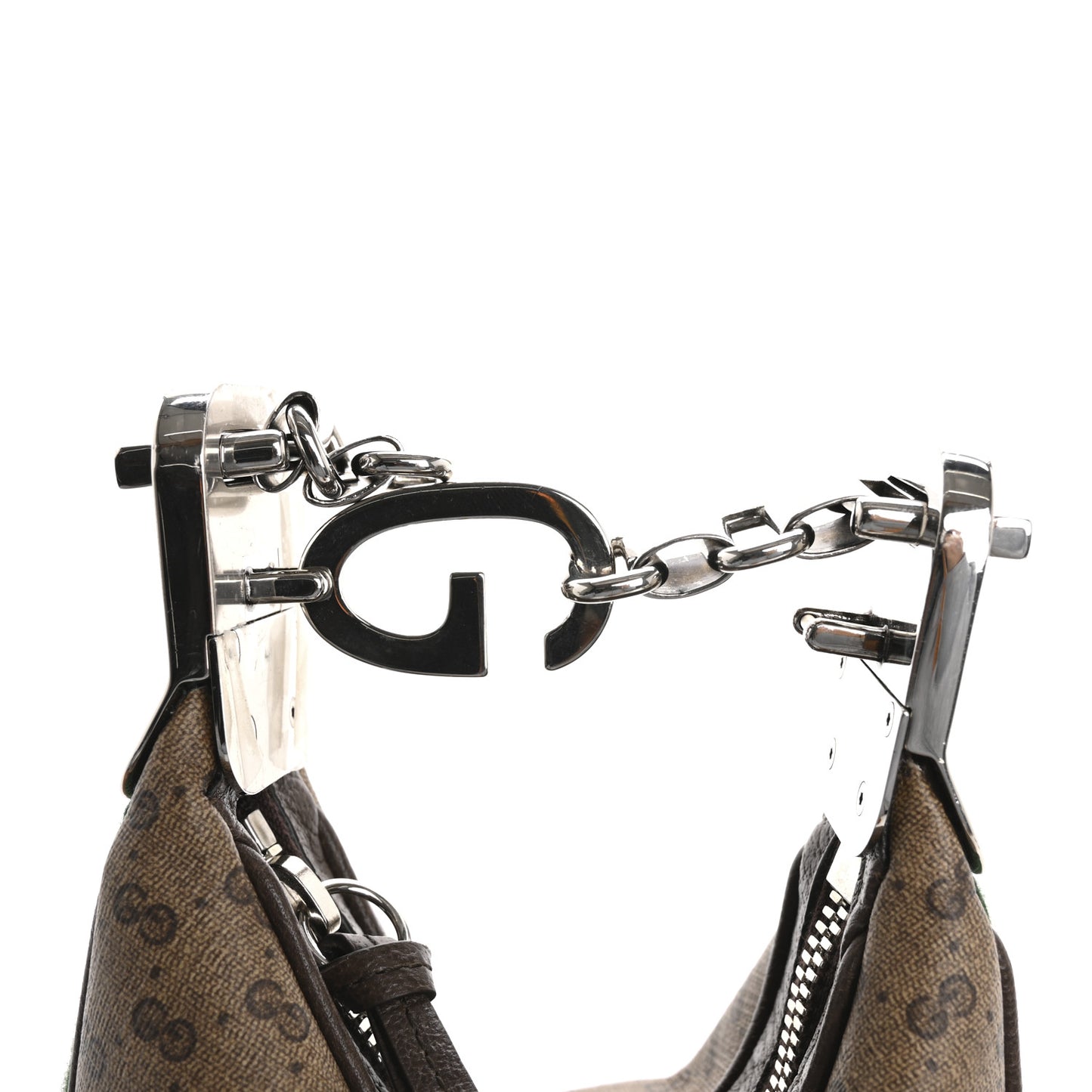 GG Supreme Monogram Textured Calfskin Web Mini Attache Hobo Beige Ebony New Acero