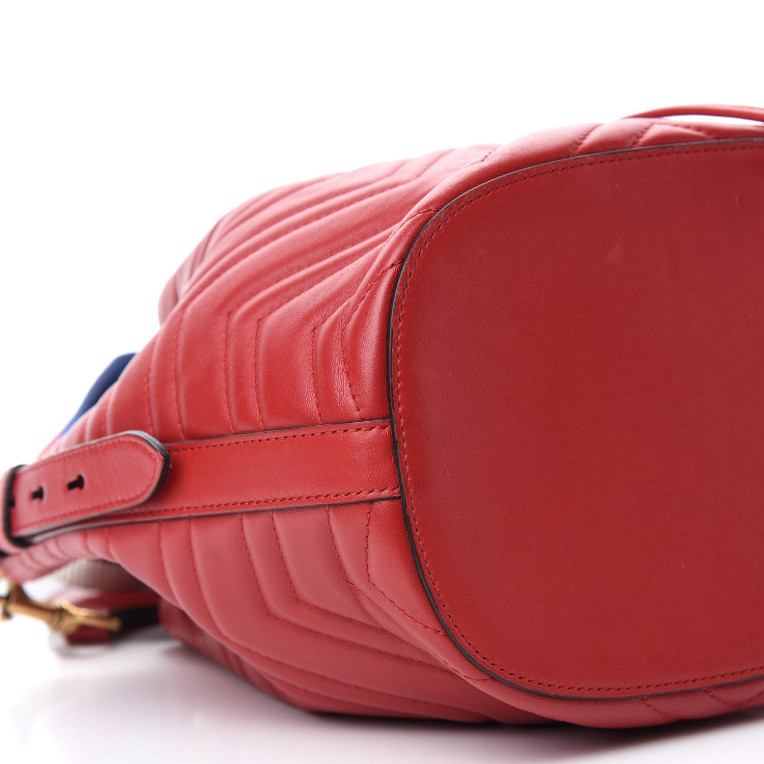 Gucci Calfskin Matelasse Sylvie Web GG Marmont Bucket Bag Hibiscus Red 6 of 11
