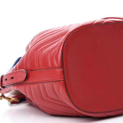 Gucci Calfskin Matelasse Sylvie Web GG Marmont Bucket Bag Hibiscus Red 6 of 11