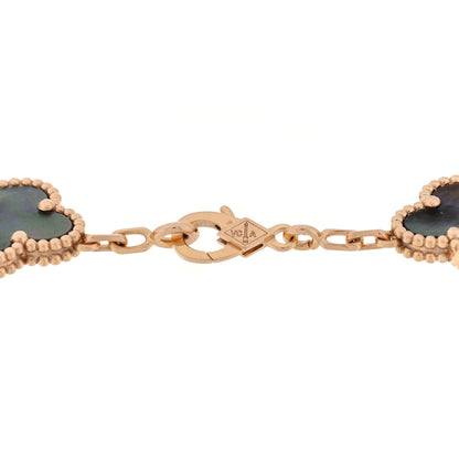 Van Cleef & Arpels 18K Rose Gold Diamond Gray Mother of Pearl 5 Motifs Vintage Alhambra Bracelet 3 of 4