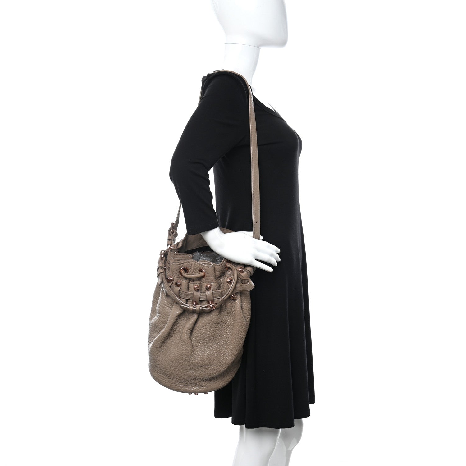 Alexander Wang Pebbled Lambskin Diego Bucket Bag Latte Rose Gold Hardware 2 of 9