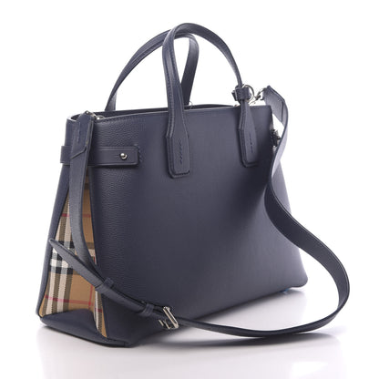 Burberry Derby Calfskin Vintage Check Medium Banner Tote Regency Blue 3 of 12