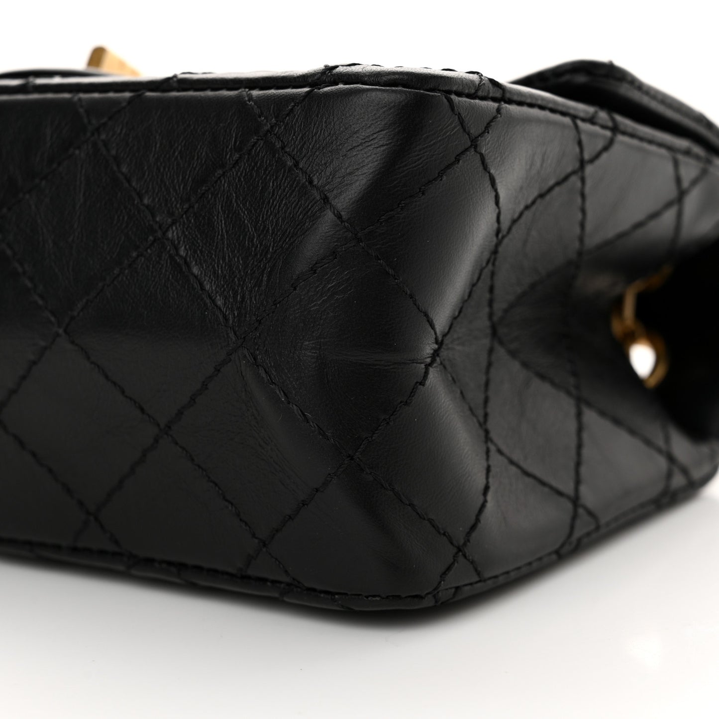 Aged Calfskin Quilted 2.55 Reissue Mini Flap Black