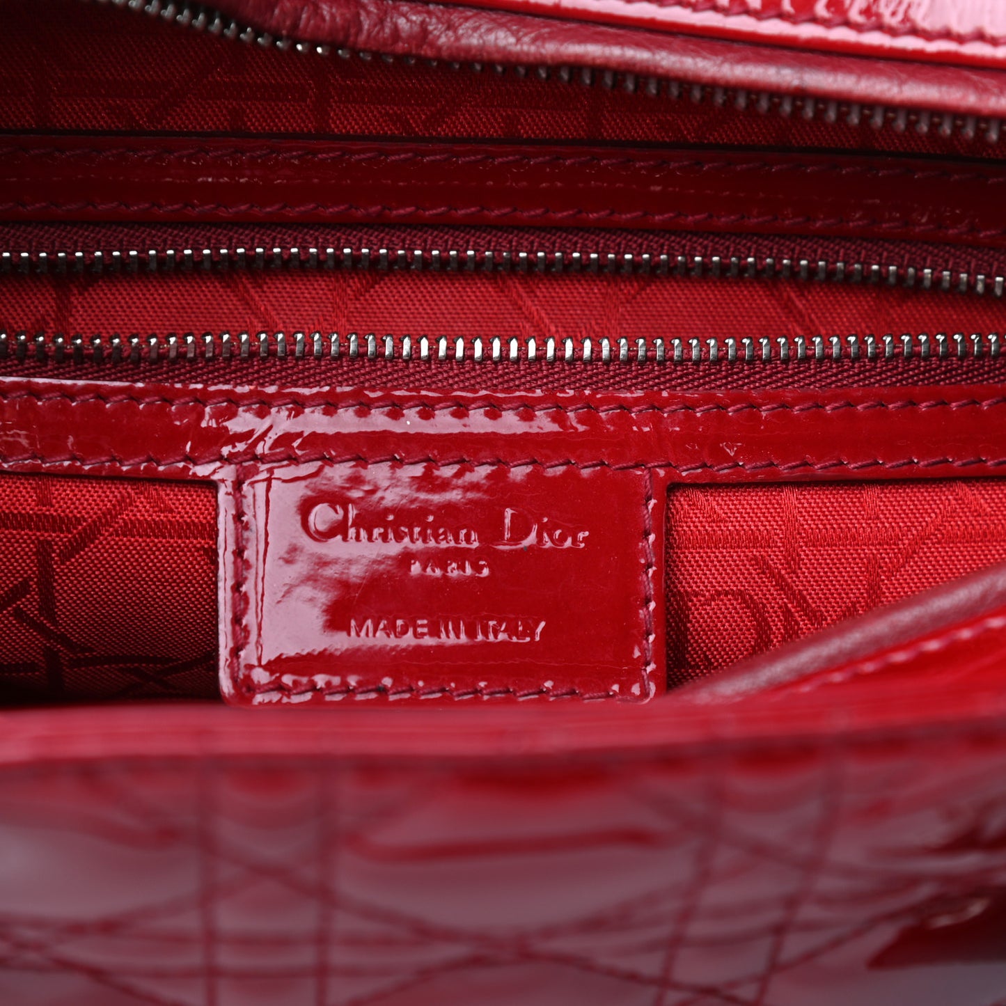 Patent Cannage Large Lady Dior Red