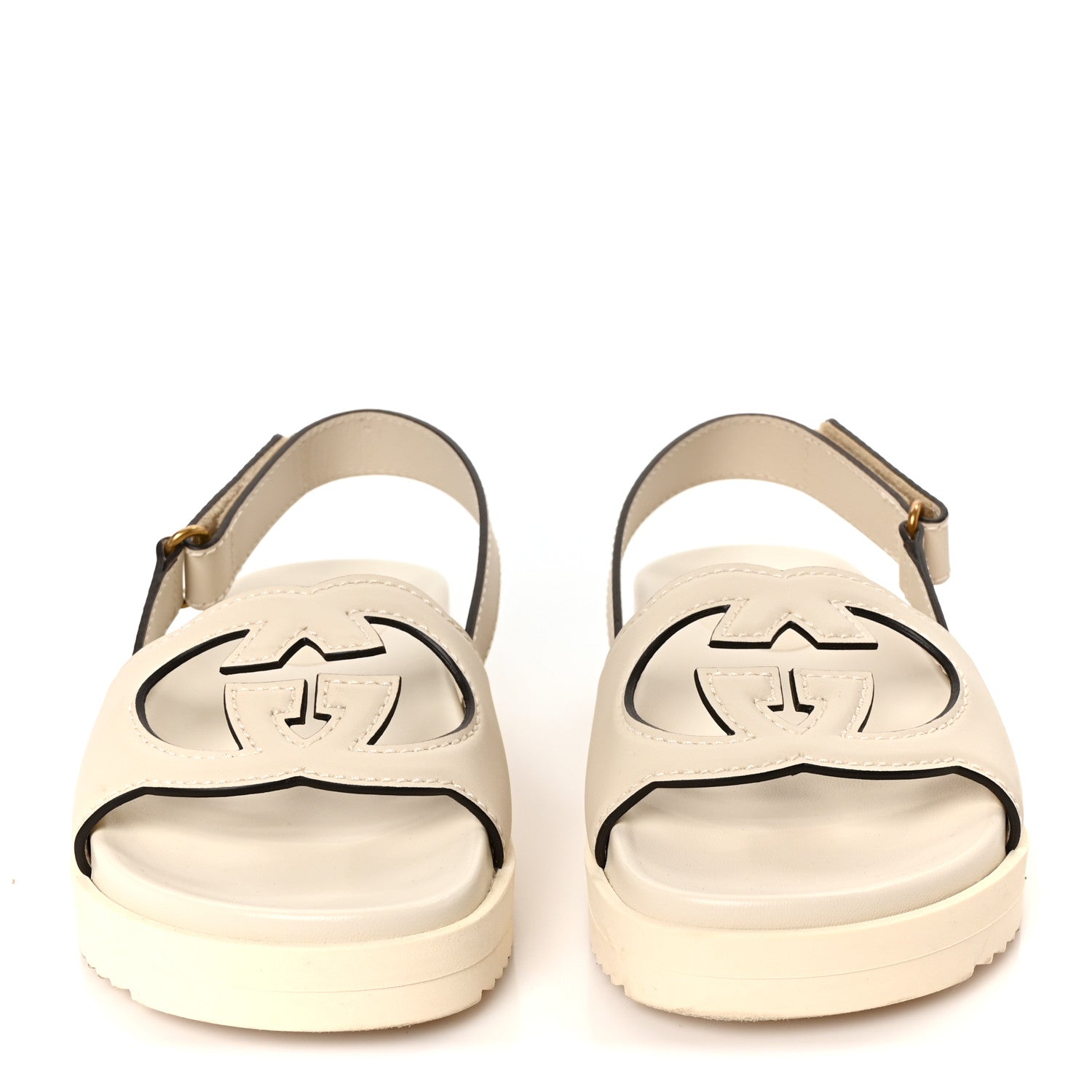 Gucci Cosmos Softy Calfskin Interlocking G Slingback Sandals 35.5 Mystic White 3 of 10