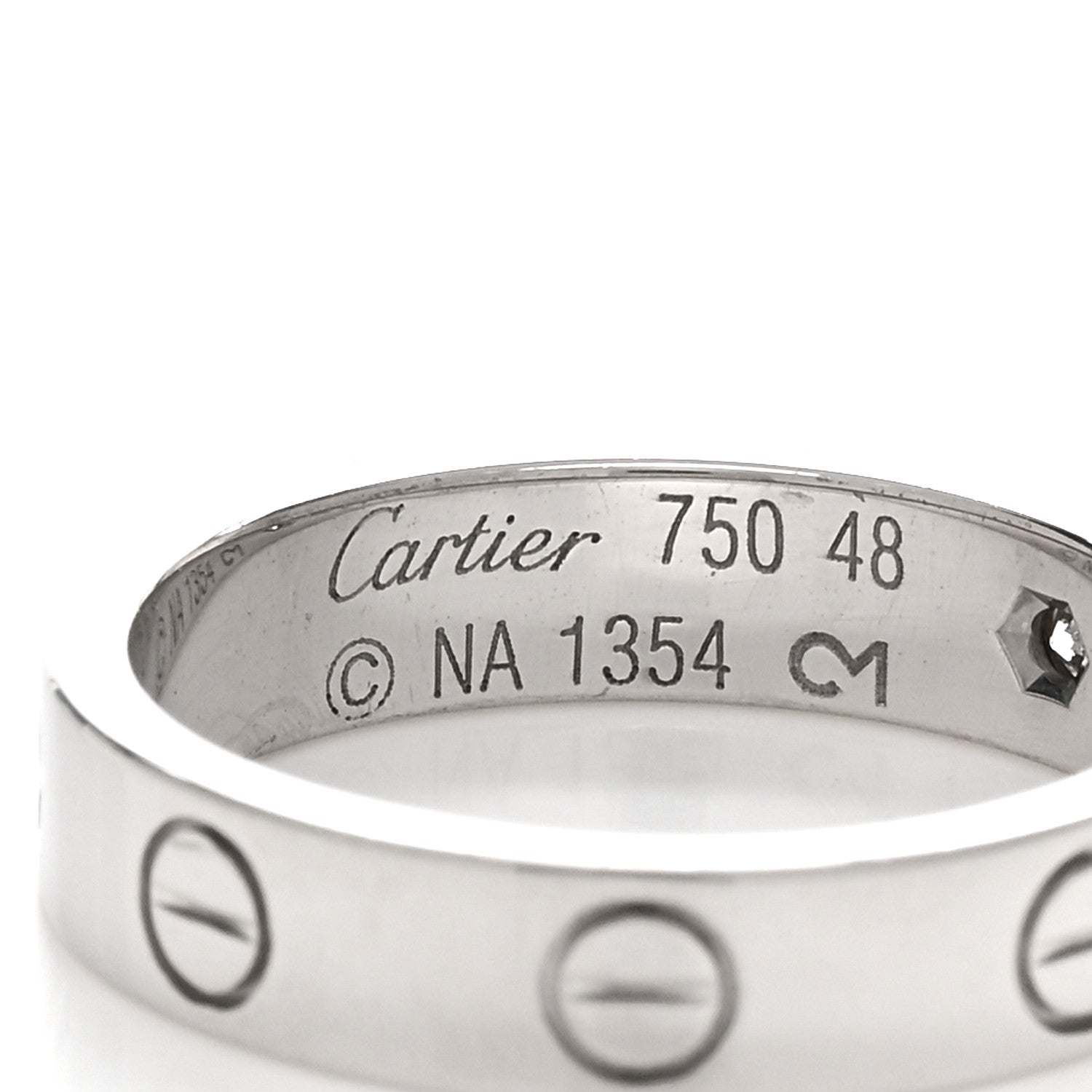 Cartier 18K White Gold Diamond 4mm LOVE Wedding Band Ring 48 4.5 4 of 4