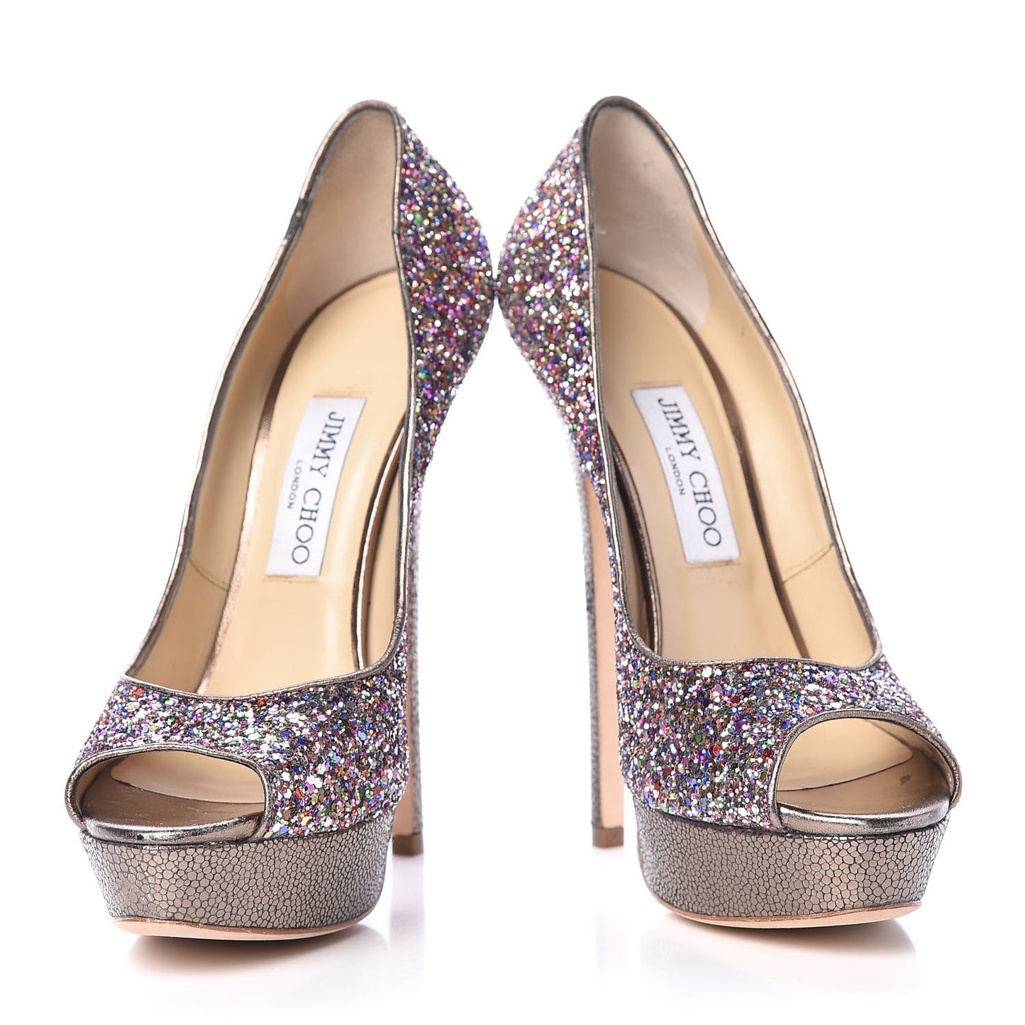 Glitter Fabric Vibe Peep Toe Platform Pumps 40 Multicolor