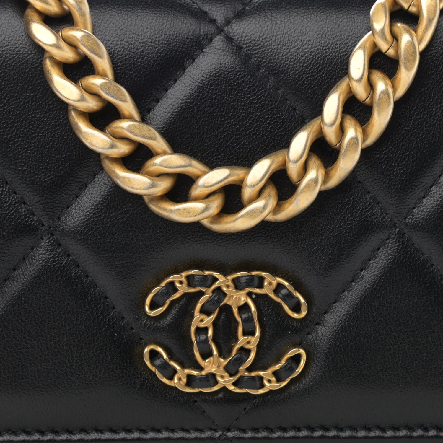 Chanel Lambskin Quilted Chanel 19 Wallet On Chain WOC Black 9 of 17