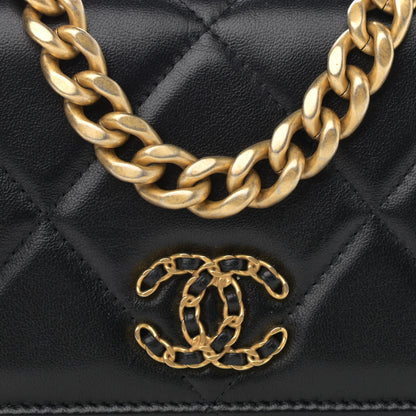 Chanel Lambskin Quilted Chanel 19 Wallet On Chain WOC Black 9 of 17