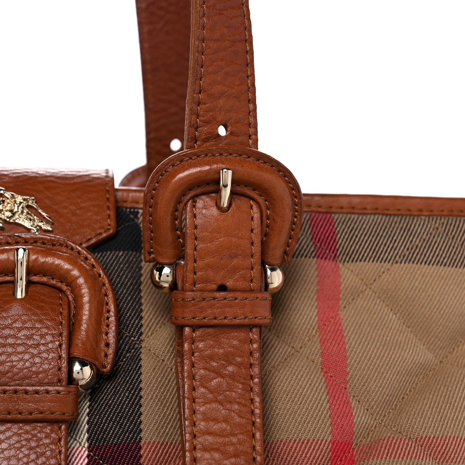 Burberry Canvas Quilted Nova Check Tote Brown 13 of 16
