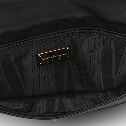 Salvatore Ferragamo Calfskin Patent Flap Shoulder Bag Black 5 of 11