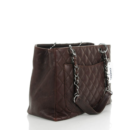 Chanel Calfskin Quilted Grand Shopping Tote GST Dark Brown 3 of 11
