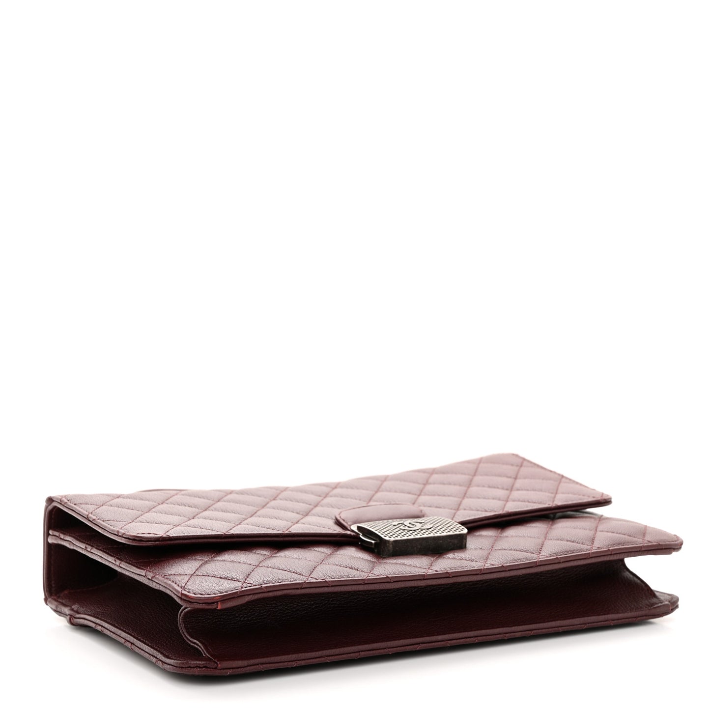 Goatskin Quilted Large CC University Top Handle Flap Burgundy