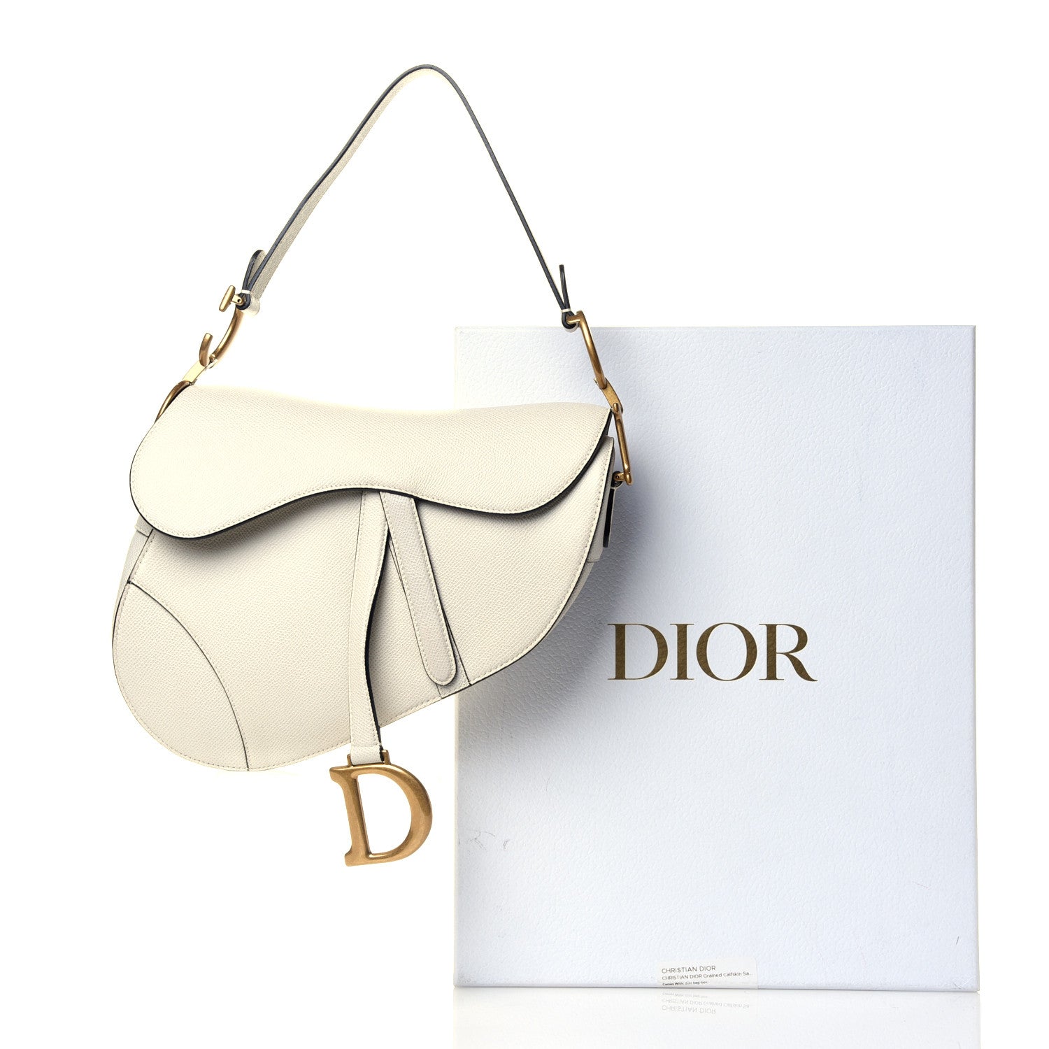 Christian Dior Grained Calfskin Saddle Bag White 10 of 10