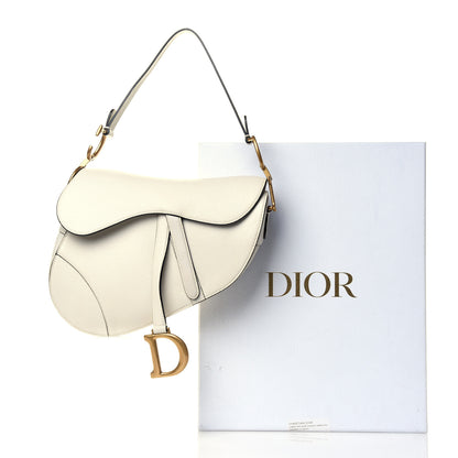 Christian Dior Grained Calfskin Saddle Bag White 10 of 10