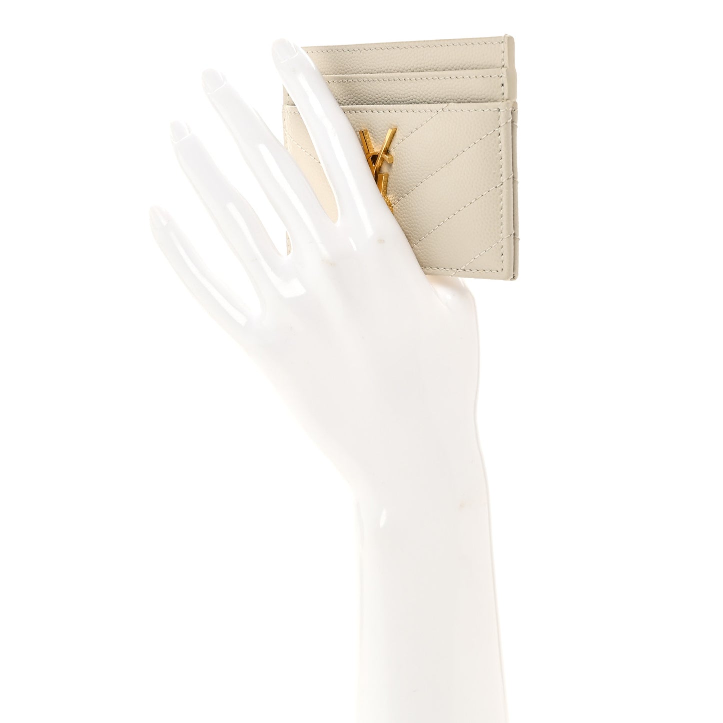 Grain De Poudre Matelasse Chevron Monogram Credit Card Case Crema Soft