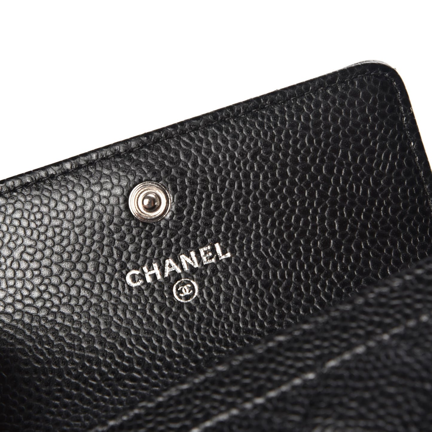 Caviar Quilted Flap Card Holder Black