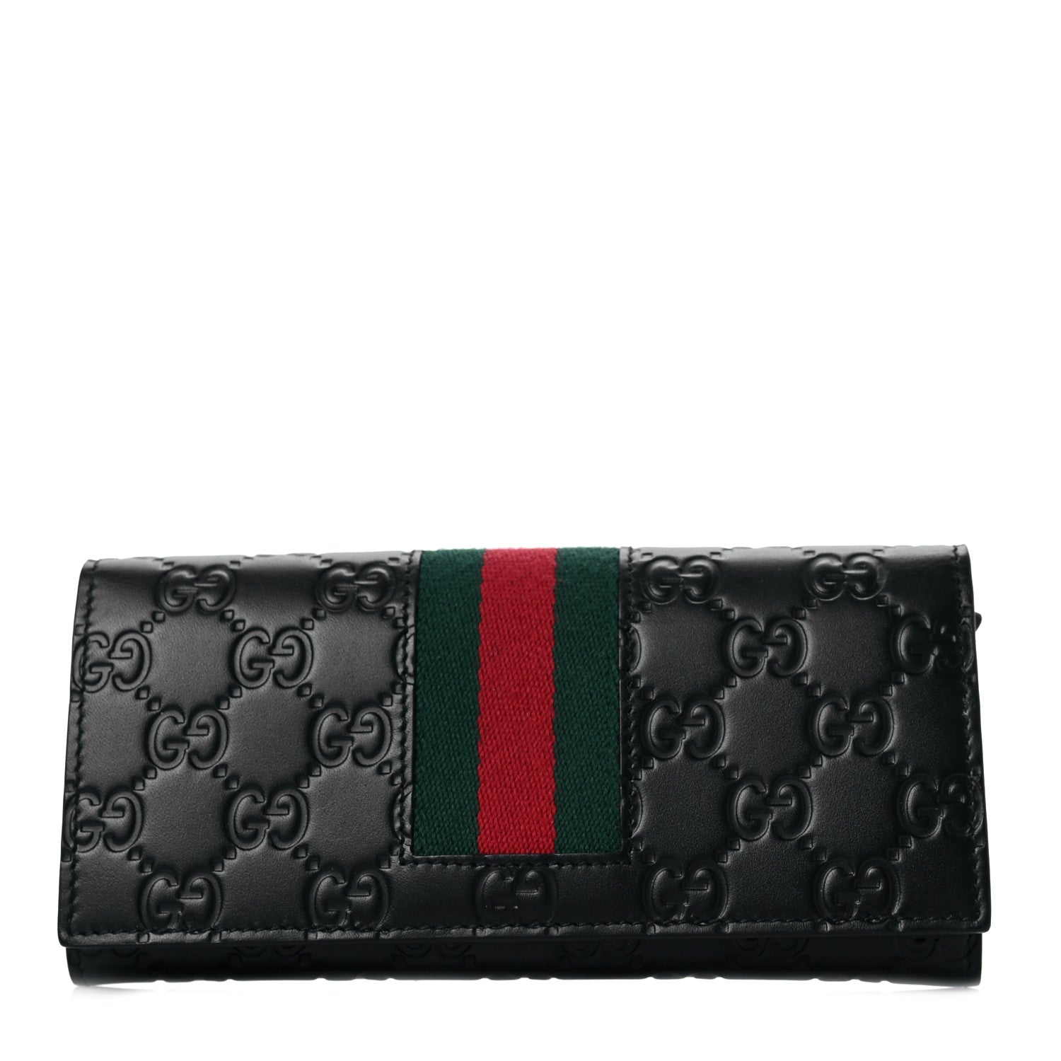 Gucci Guccissima Signature Web New Web Continental Wallet Black 1 of 10