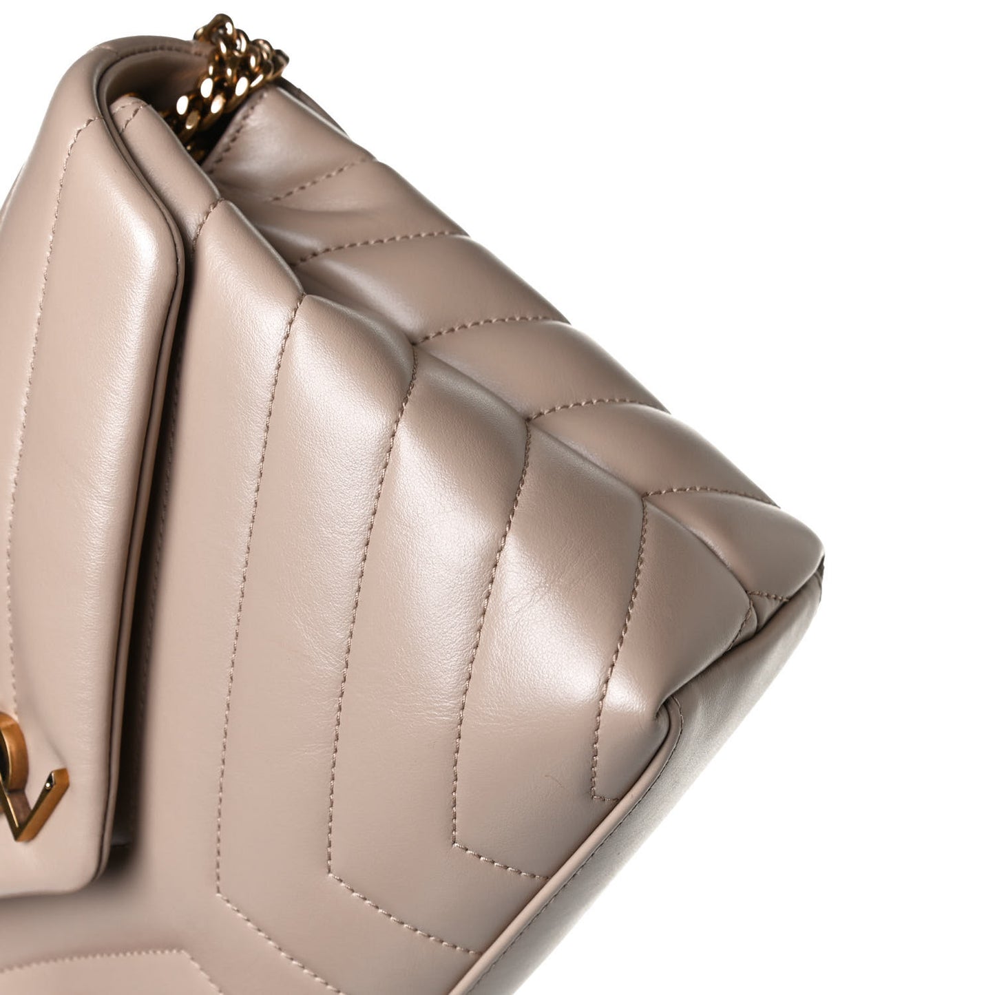 Calfskin Y Quilted Monogram Small Loulou Chain Satchel Dark Beige