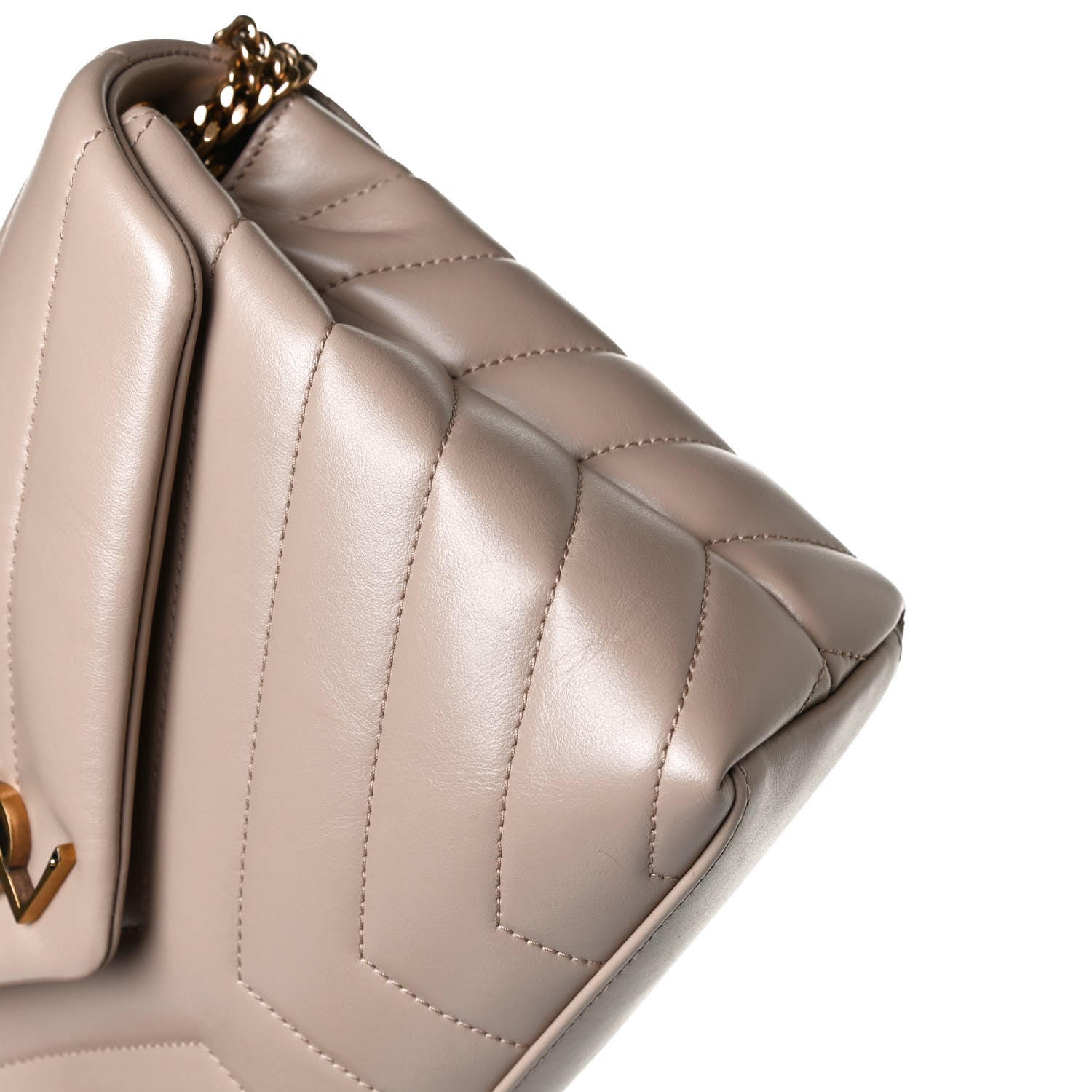 Saint Laurent Calfskin Y Quilted Monogram Small Loulou Chain Satchel Dark Beige 14 of 16