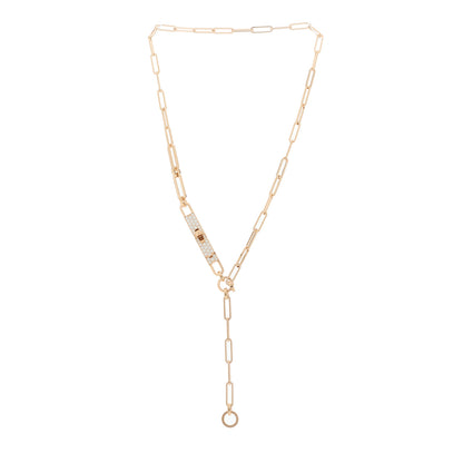 Hermes 18K Rose Gold Diamond Pave PM Kelly Chaine Lariat Necklace SH 2 of 4