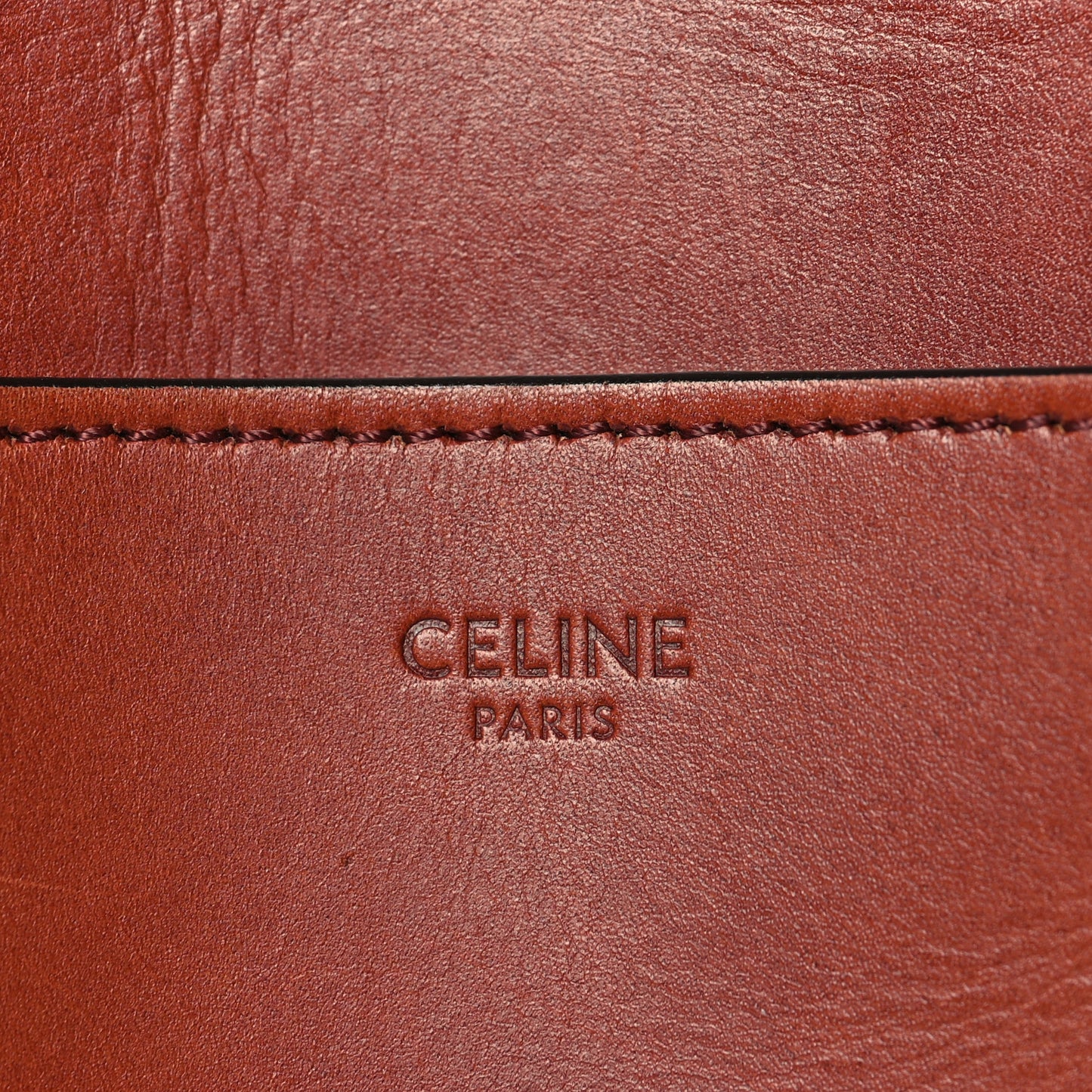 Natural Calfskin Sangle Bucket Bag Red Wood