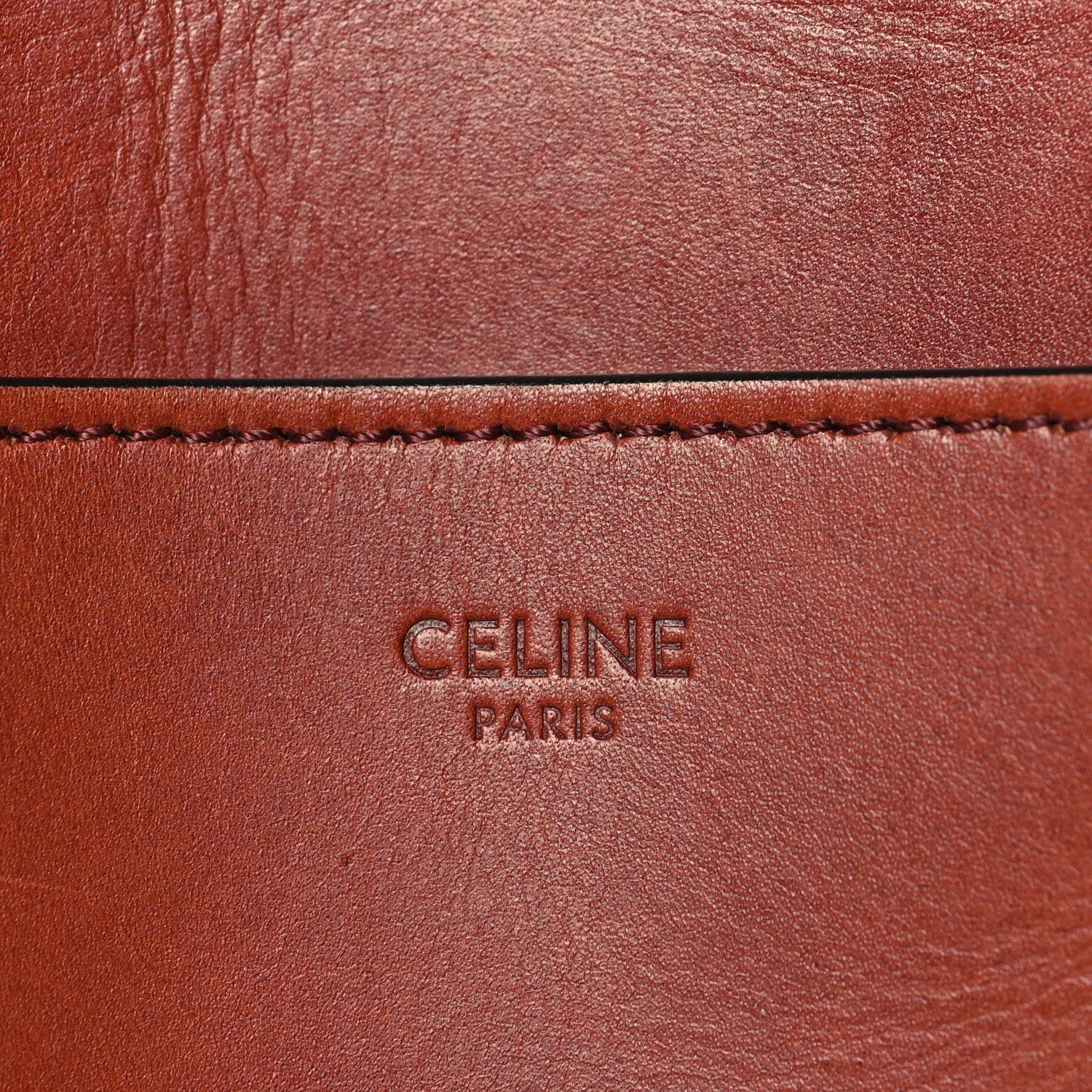 Celine Natural Calfskin Sangle Bucket Bag Red Wood 8 of 11