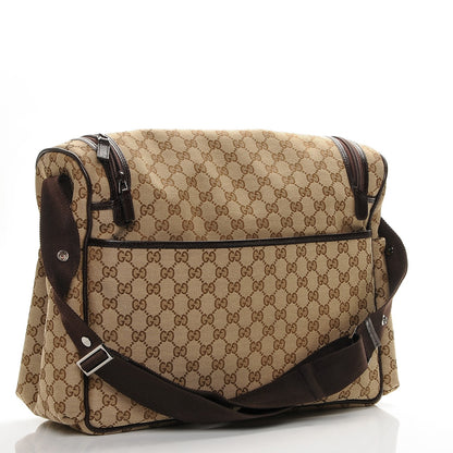 Gucci Monogram Natural Pigskin Large Diaper Bag Beige Ebony Cocoa Dark Chocolate 3 of 8