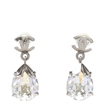 Chanel Crystal CC Tear Drop Earrings Silver 1 of 4