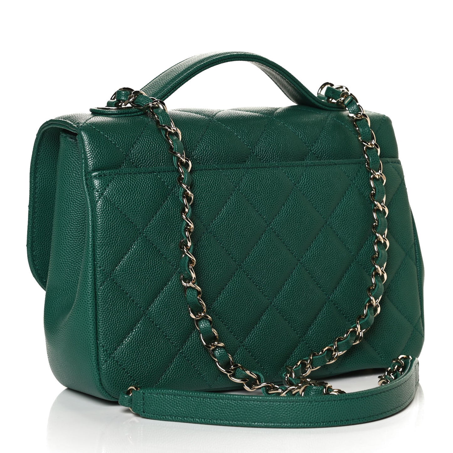 Caviar Quilted Medium Business Affinity Flap Green