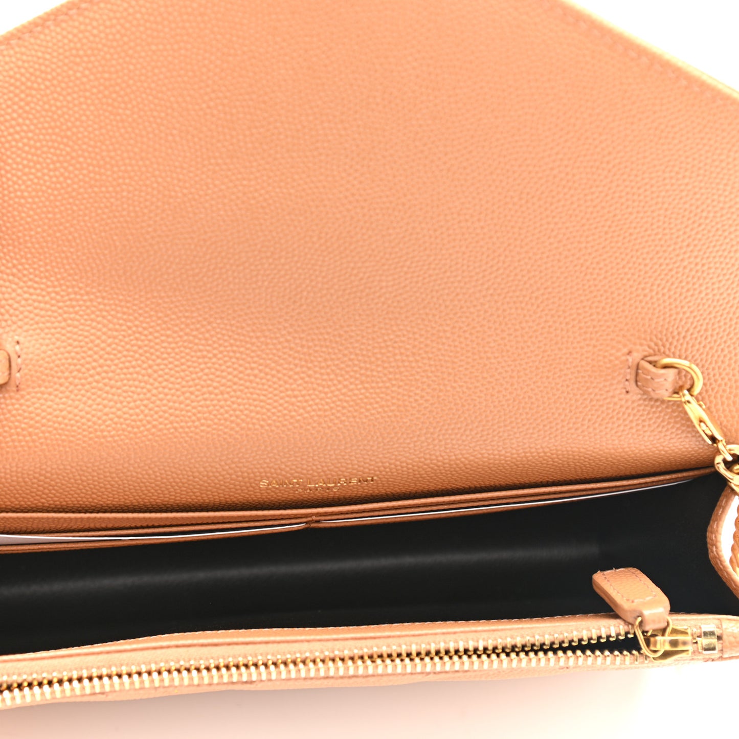 Grain De Poudre Matelasse Chevron Monogram Envelope Chain Wallet Dune