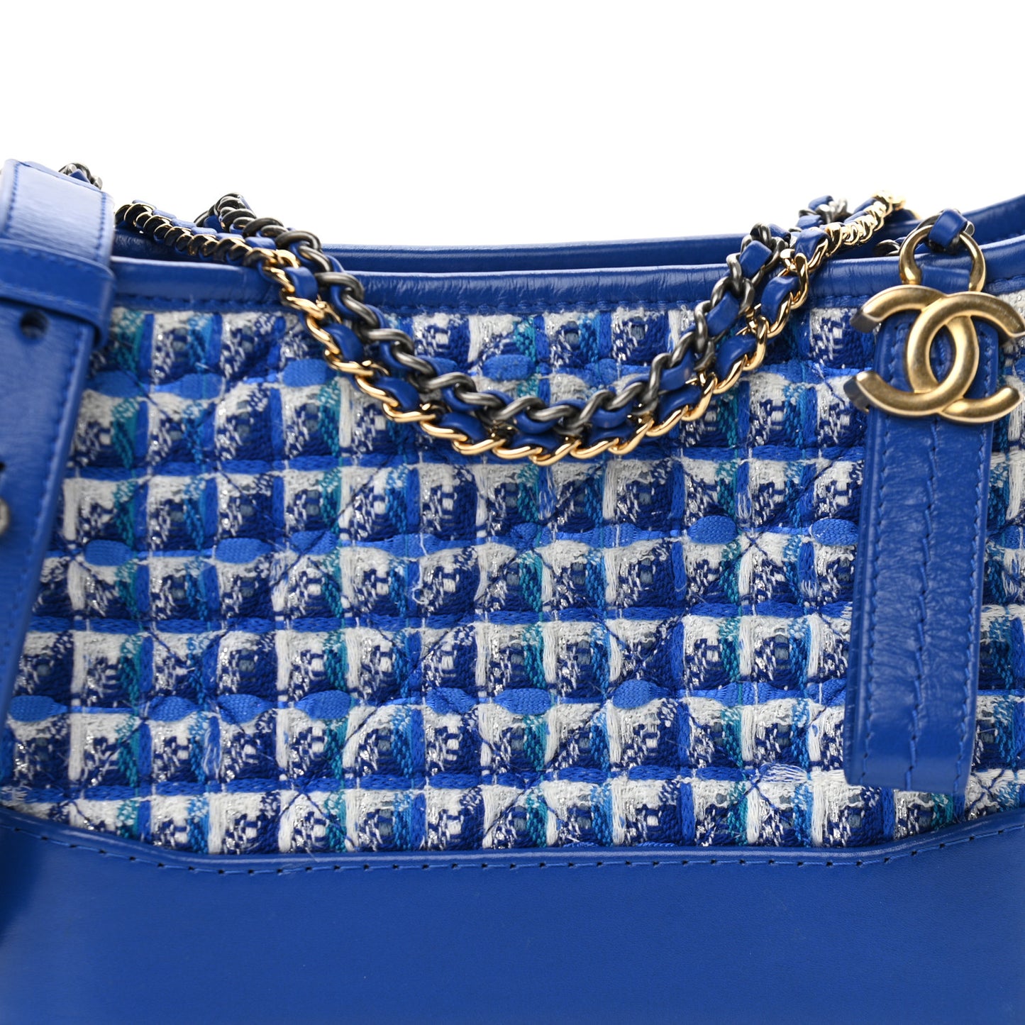 Tweed Calfskin Small Gabrielle Hobo Royal Blue