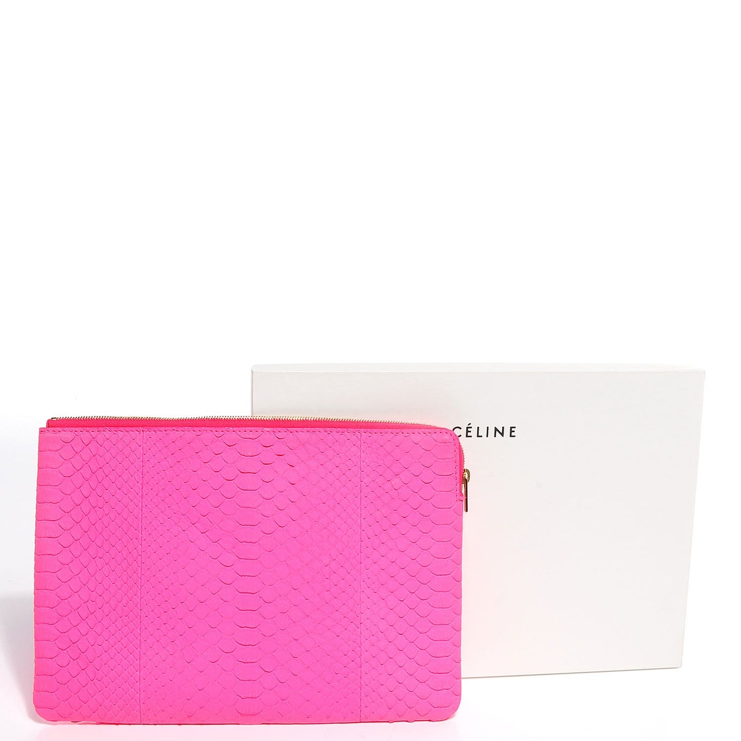 Python Pouch Clutch Fluo Pink