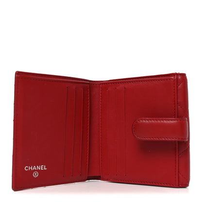 Chanel Lambskin Quilted Compact French Flap Wallet Red 5 of 10