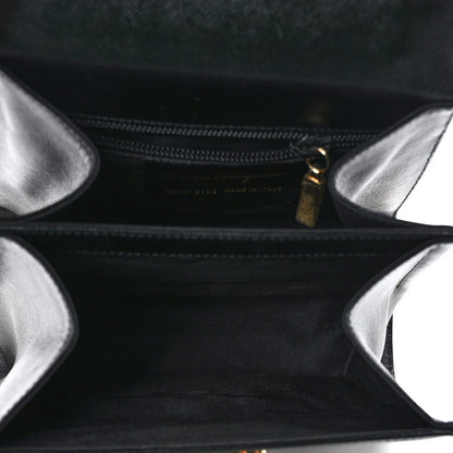Salvatore Ferragamo Hammered Calfskin Small Iconic Top Handle Bag Black 5 of 8